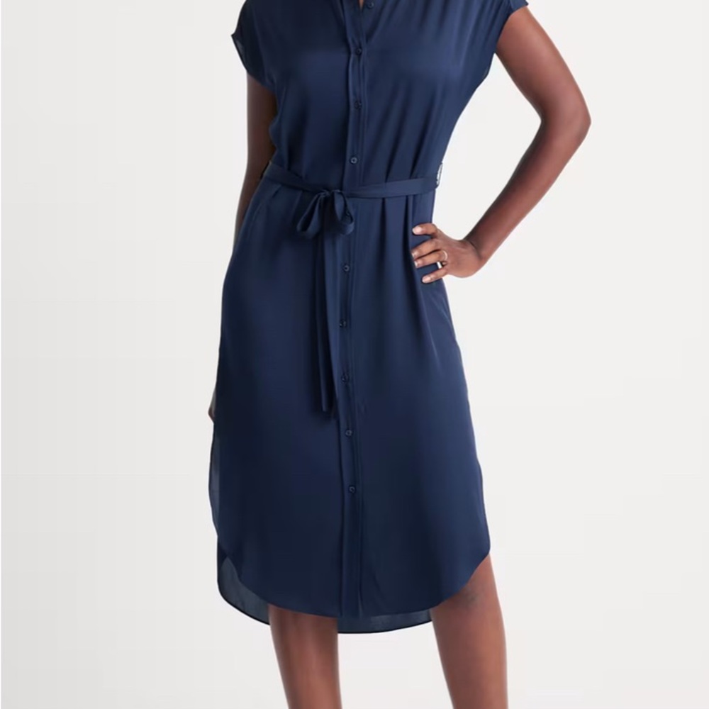 Quince Washable Stretch Silk Midi Shirt Dress XL BNWT
